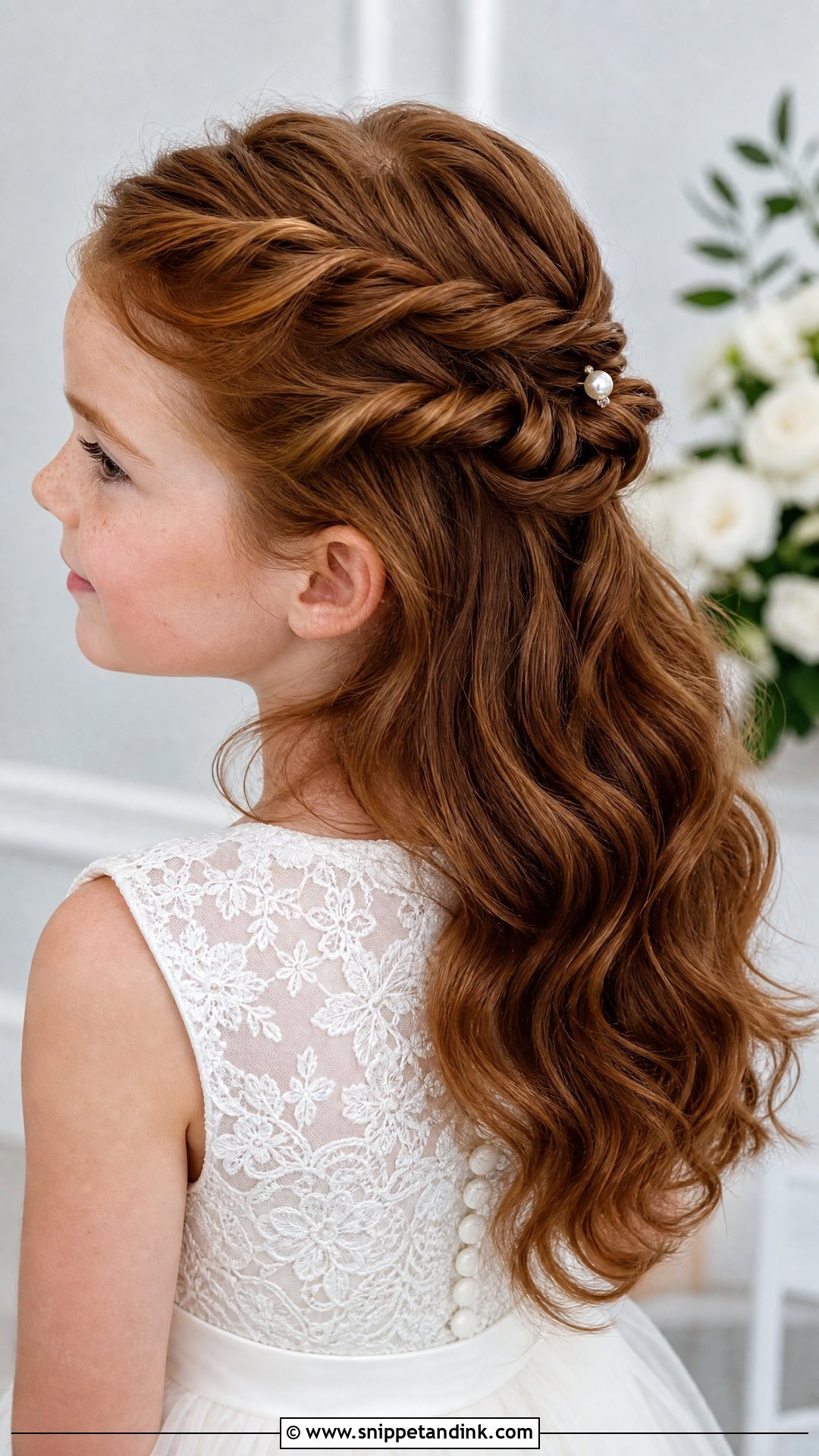 Twisted Half Up Hairstyle - Snippet and Ink - 20 Kids Hair Styles for Wedding
