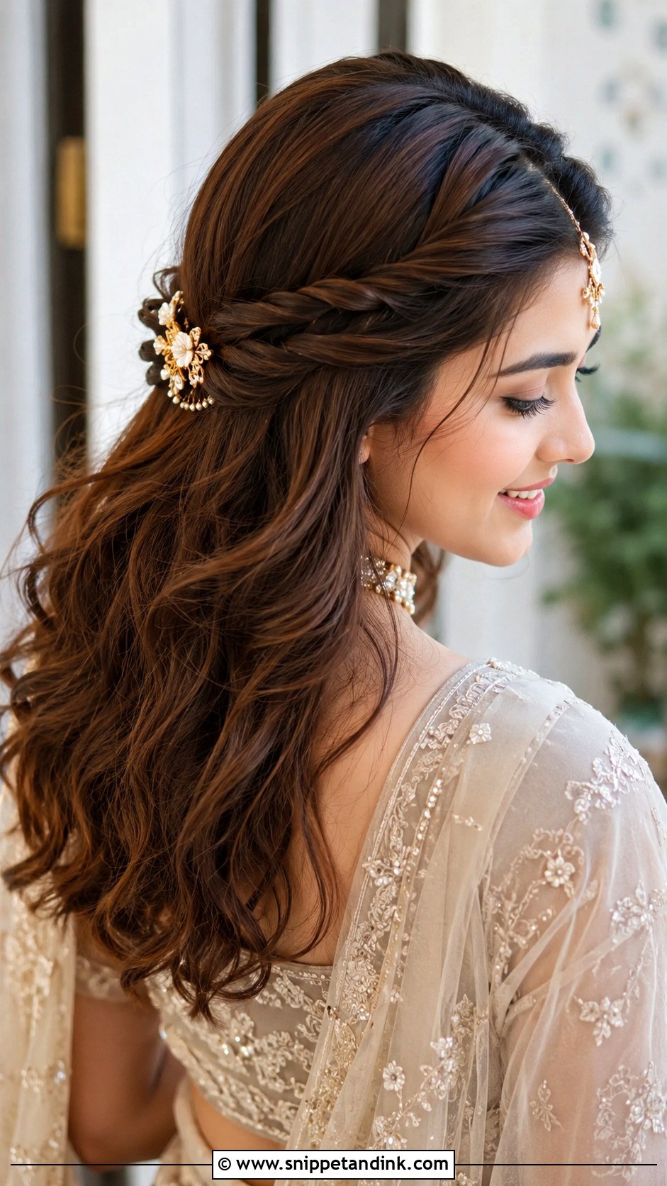 Twisted Half Up Hairstyle - Snippet and Ink - 25 Easy Simple Medium Length Hair Hairstyles for Indian Weddings