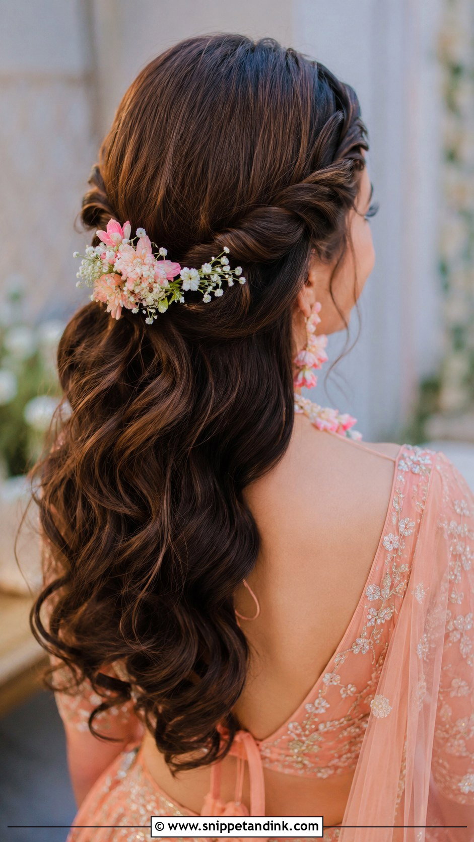 Twisted Half Up Hairstyle For Mehndi - Snippet and Ink - 20 Mehndi Event Hairstyles