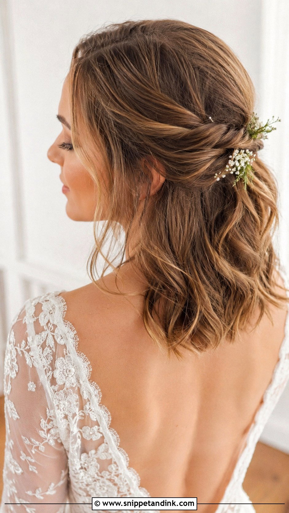 Twisted Half Up Half Down - Snippet and Ink - 20 Quick Easy Updos for Short Hair Shoulder Length Wedding Hairstyles