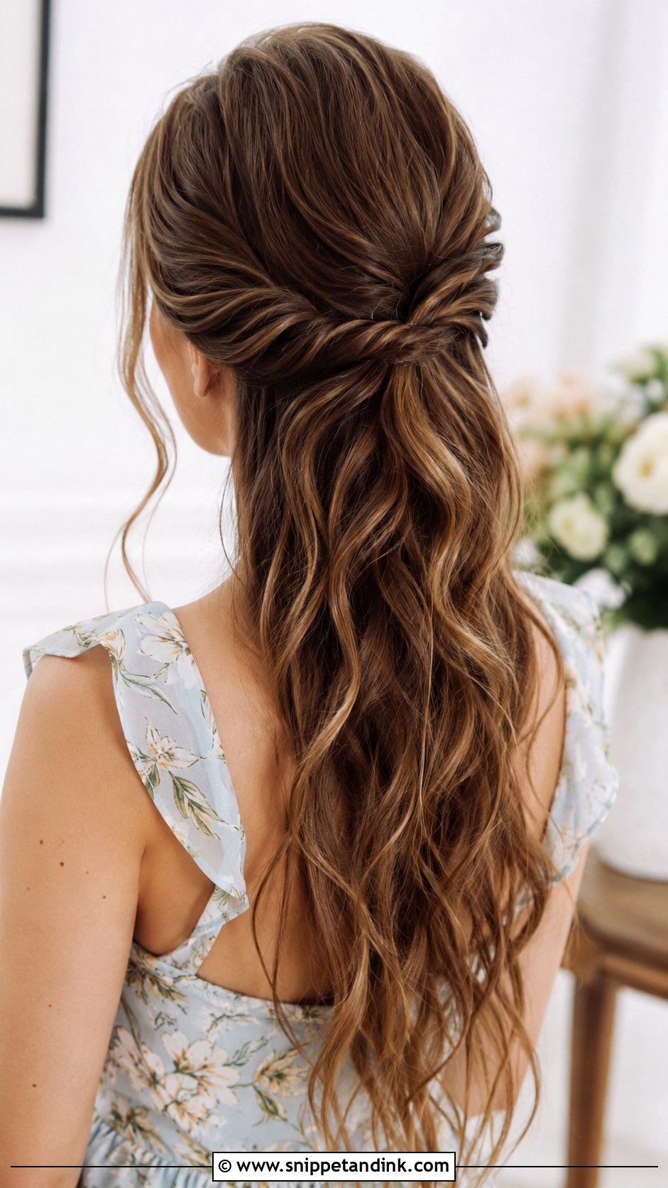 Twisted Half Up Half Down Hairstyle - Snippet and Ink - 20 Easy Half-Up Half-Down Hair Wedding Guest Hairstyle Ideas