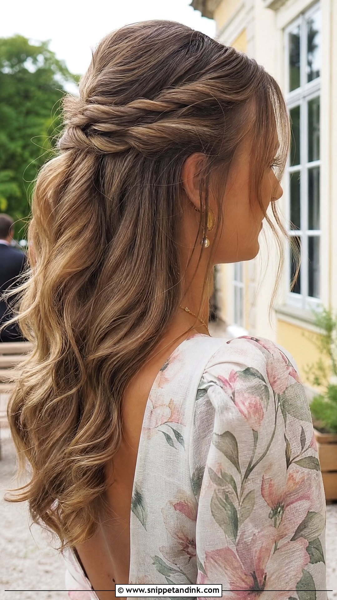 Twisted Half Up Half Down Style - Snippet and Ink - 20 Medium Length Wedding Guest Hairstyles