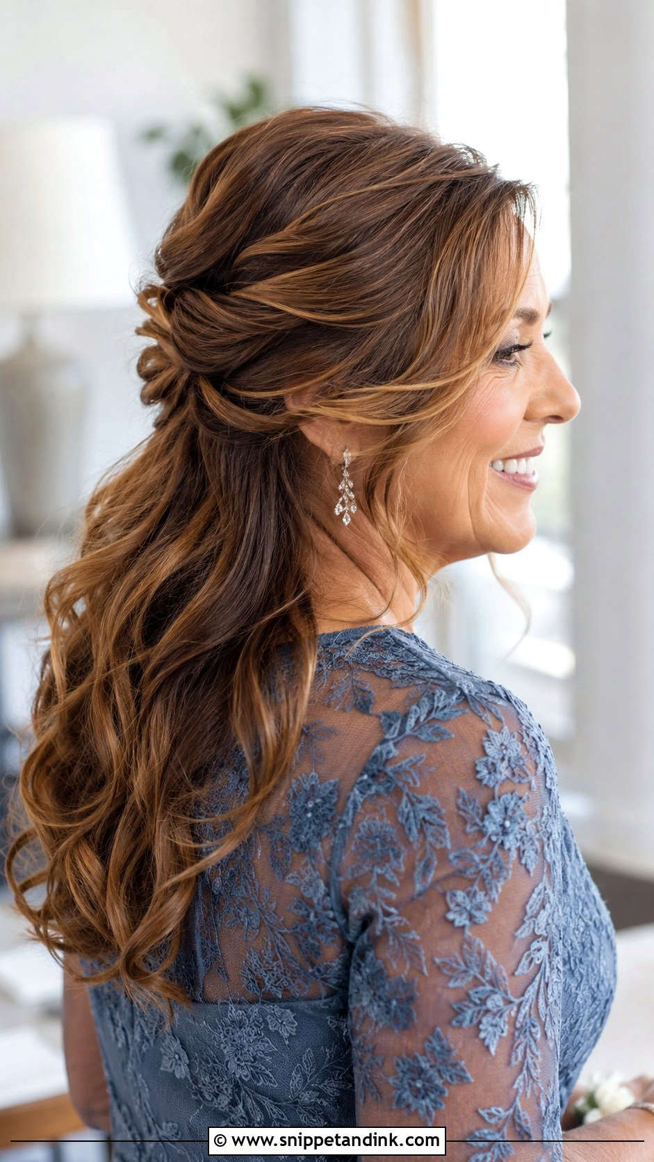 Twisted Half Up Half Down Style - Snippet and Ink - 20 Wedding Hairstyles for Mother of Groom