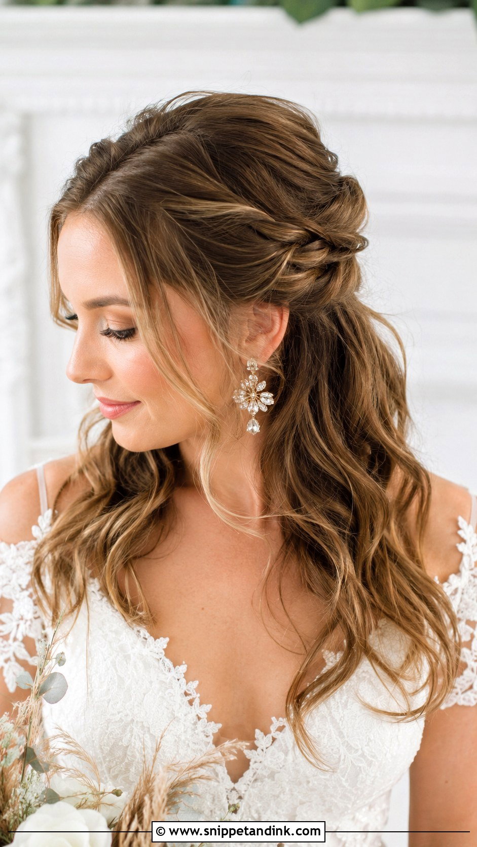 Twisted Half Up Half Down Updo - Snippet and Ink - 20 Easy Wedding Updos for Medium Hair