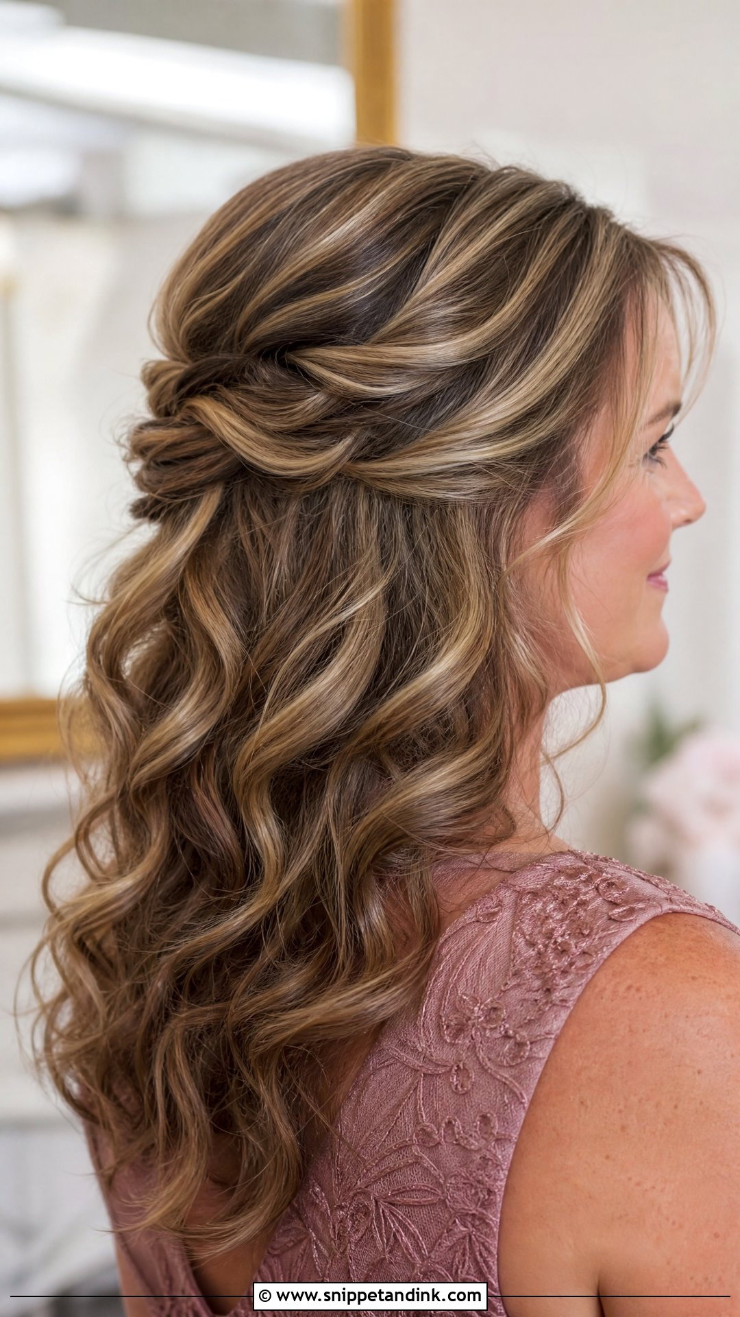 Twisted Half Up Mother Of The Bride Hairstyle - Snippet and Ink - 20 Mother of Bride Hairstyle Ideas