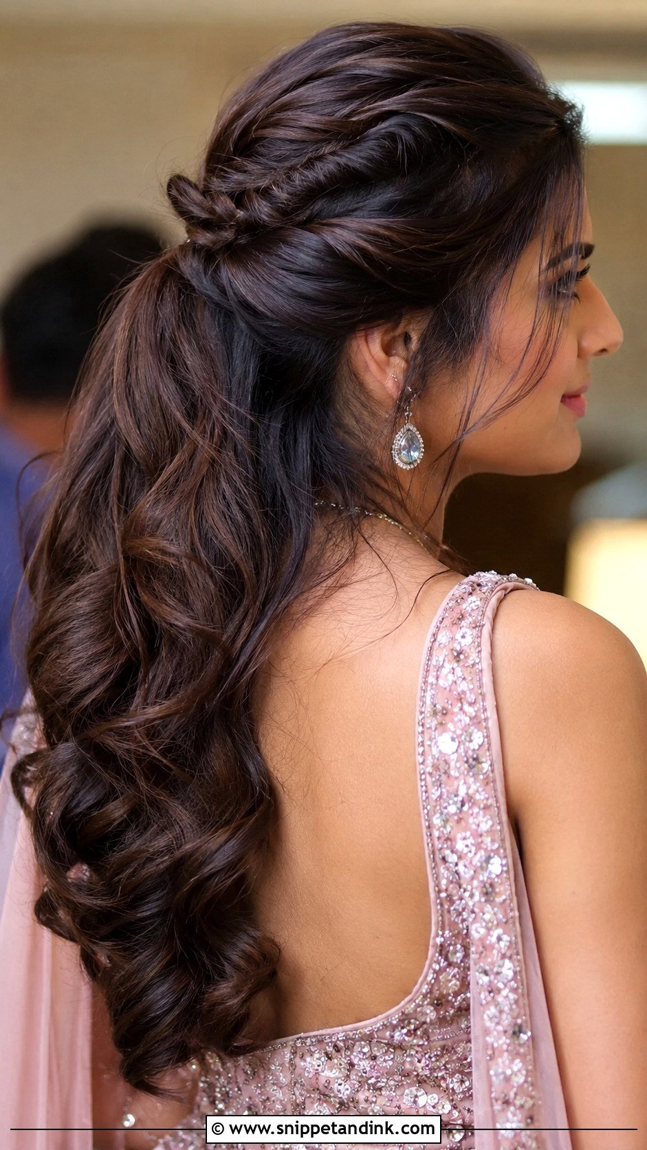 Twisted Half Up Ponytail for Engagement - Snippet and Ink - 20 Hairstyle for Engagement Look Ideas