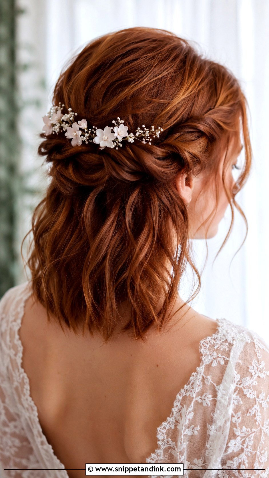 Twisted Half Up Short Hair - Snippet and Ink - 20 Wedding Hair Short Hair Ideas