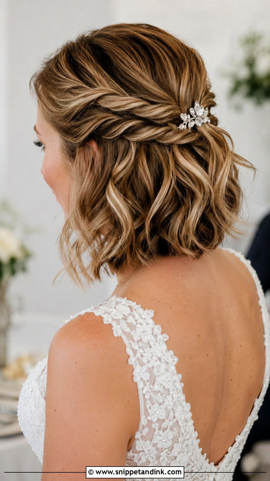 Twisted Half Up Short Style - Snippet and Ink - 30 Short Bridal Hair Ideas