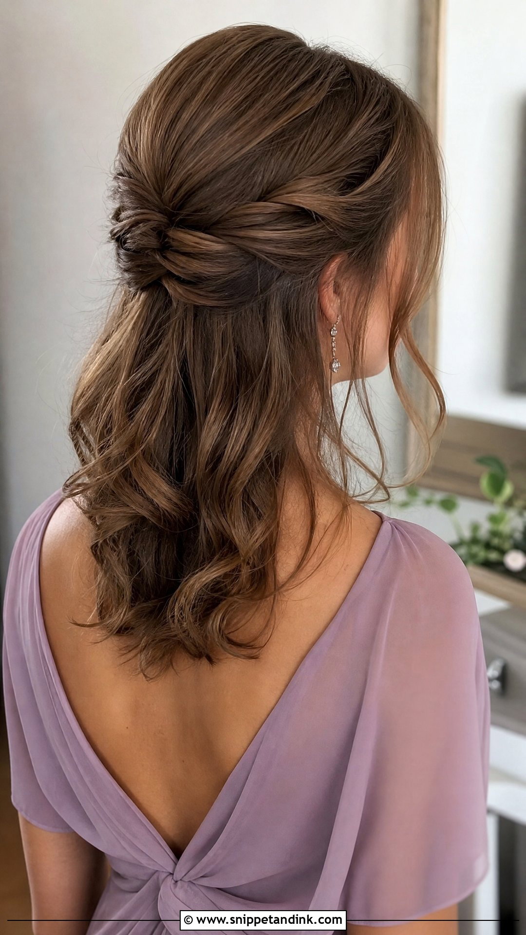Twisted Half Up Shoulder Length Wedding Guest Hairstyle - Snippet and Ink - 20 Shoulder Length Wedding Guest Hairstyles