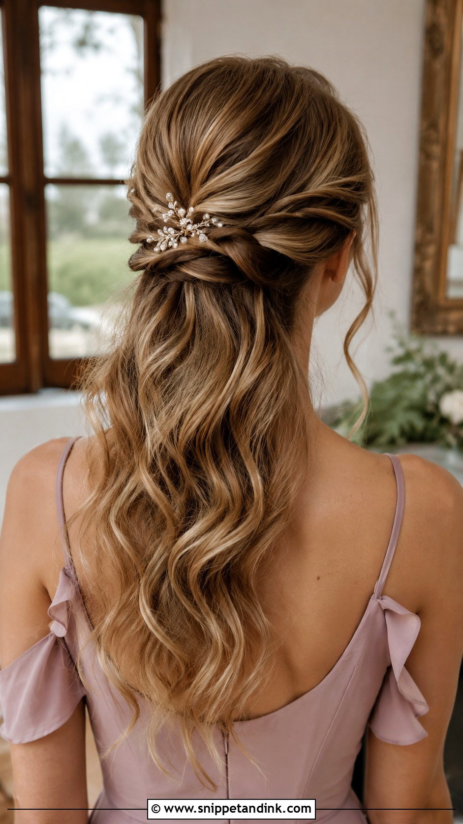 Twisted Half Up Style - Snippet and Ink - 20 Wedding Party Hairstyles for Long Hair