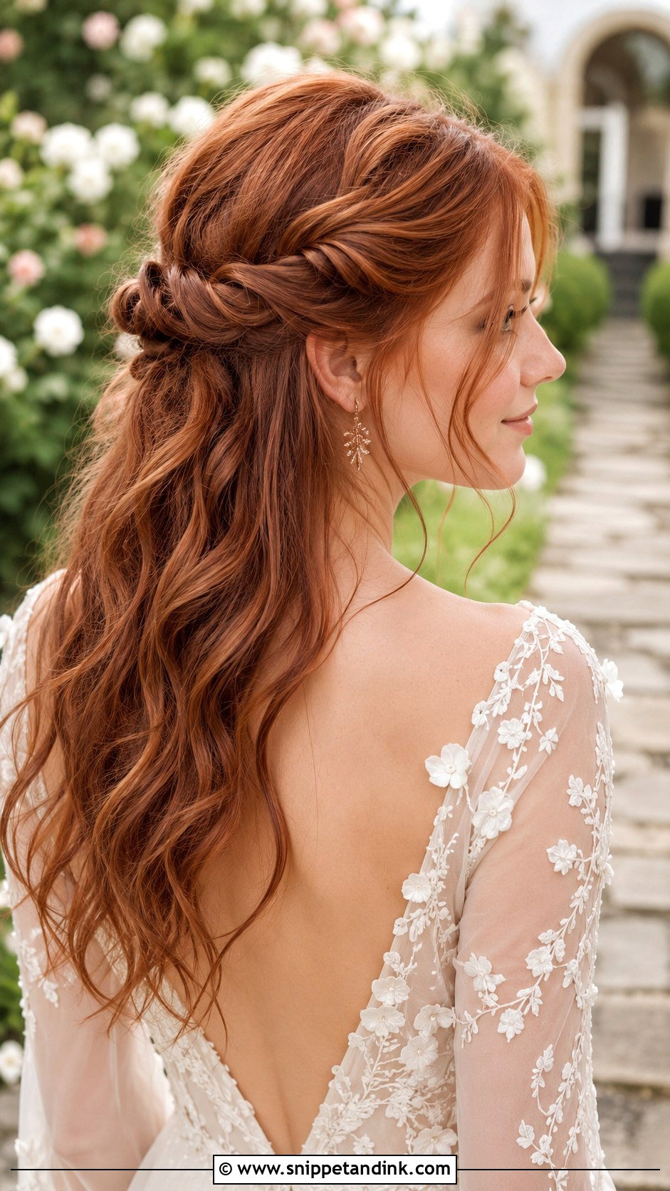Twisted Half Up Style - Snippet and Ink - 25 Shoulder Length Wedding Hair Ideas