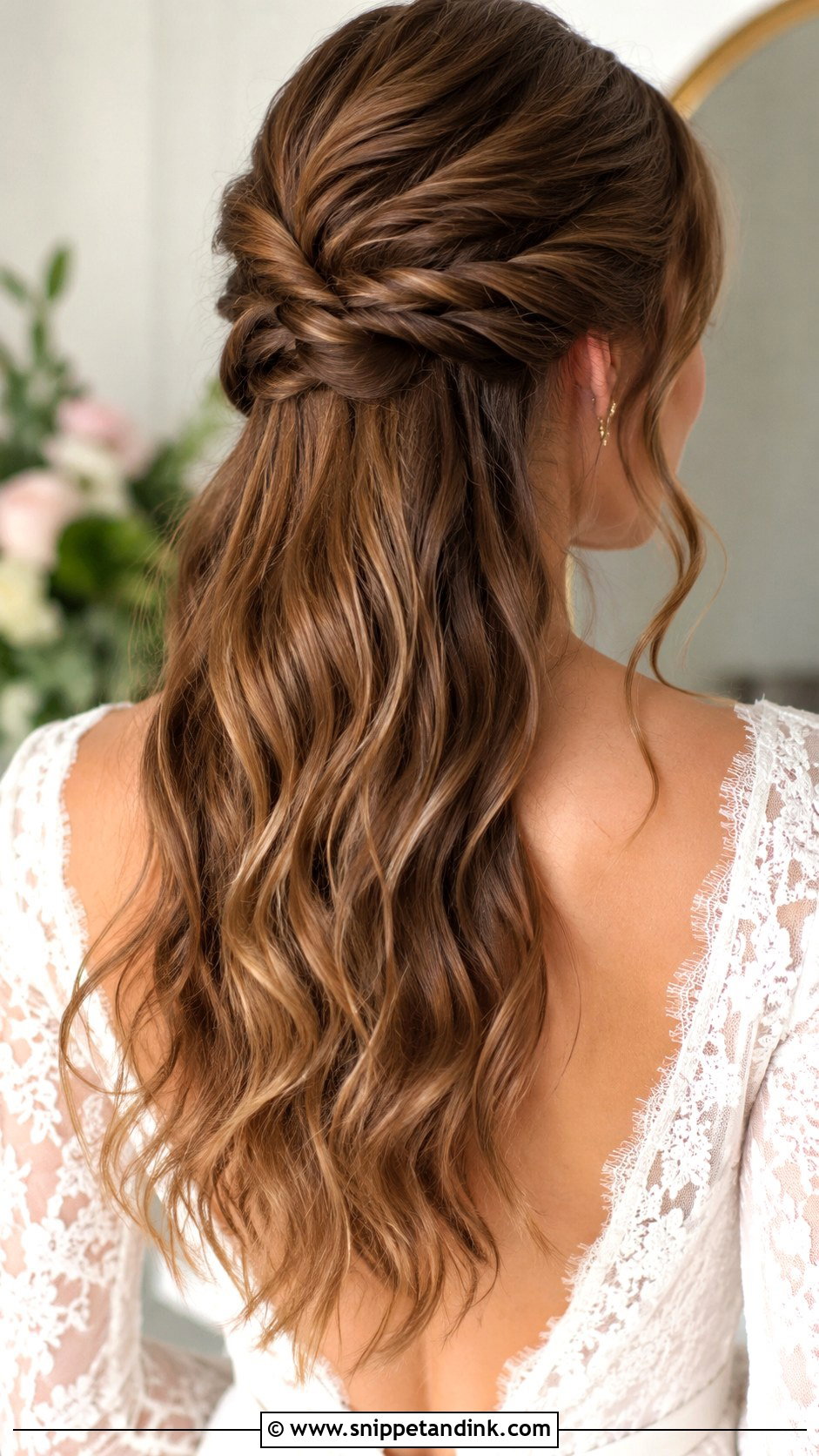 Twisted Half Up Style - Snippet and Ink - 30 Boho Bridal Hair Ideas