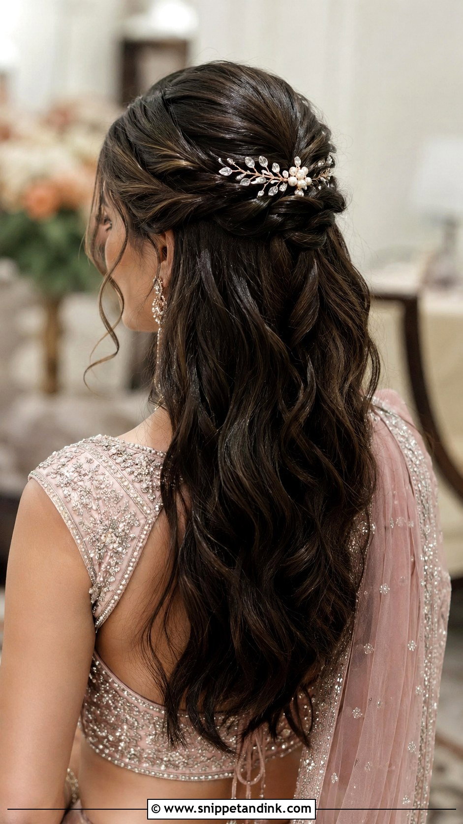 Twisted Half Up Style - Snippet and Ink - 30 Sangeet Hairstyles for Bride