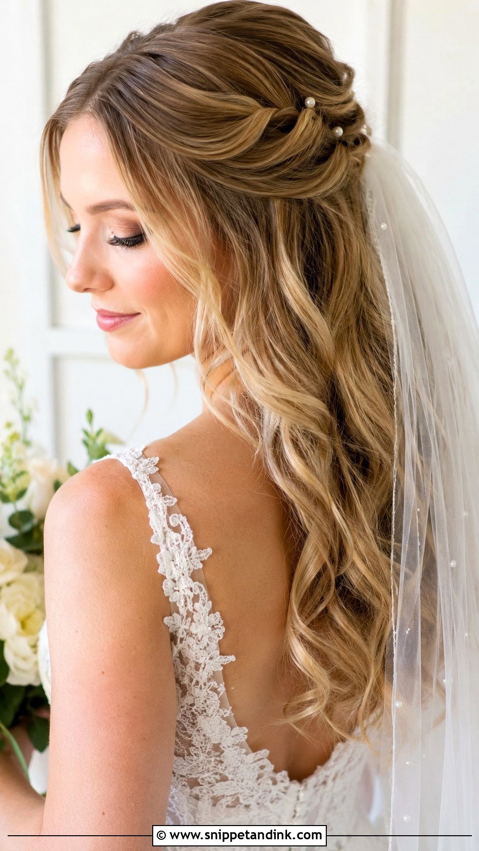 Twisted Half Up Style - Snippet and Ink - 20 Long Hair Wedding Hairstyle Ideas