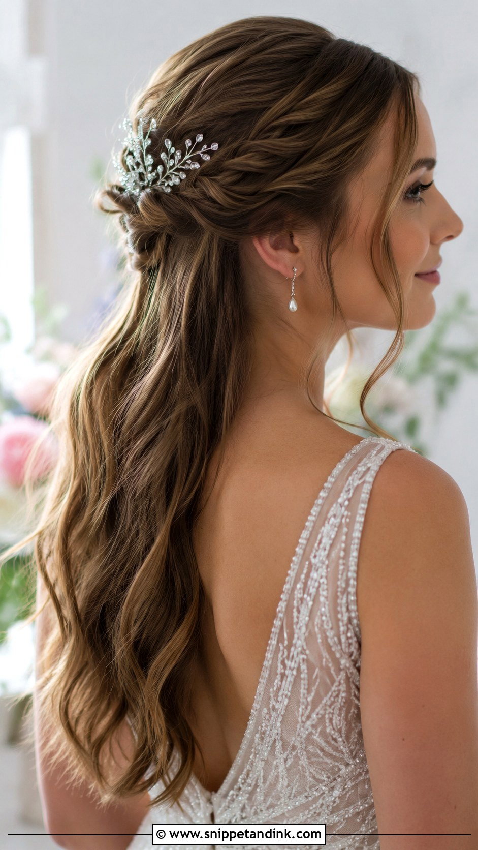 Twisted Half Up Style With Long Hair Down - Snippet and Ink - 25 Wedding Hairstyles for Long Hair Down