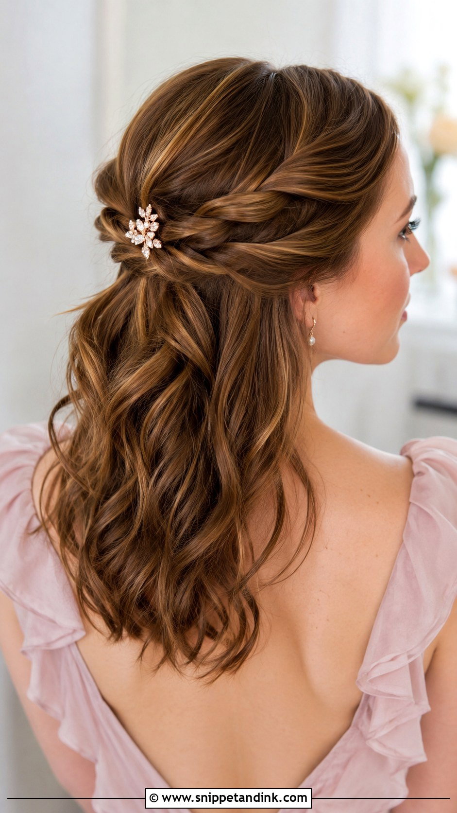 Twisted Half Up Updo - Snippet and Ink - 30 Wedding Guest Hairstyles for Long Hair