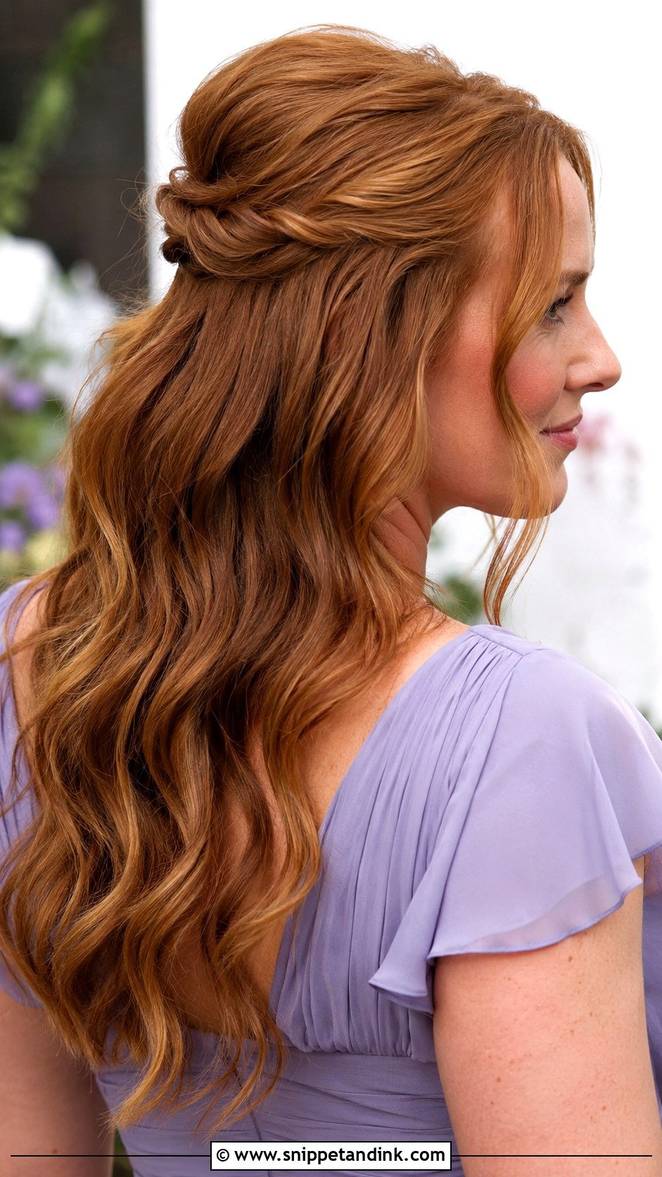 Twisted Half Up Wavy Hair For Wedding Guest - Snippet and Ink - 15 Wavy Hair for Wedding Guest Ideas