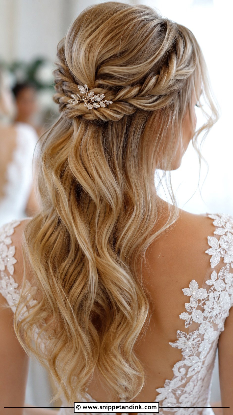 Twisted Half Up Wavy Wedding Hairstyle - Snippet and Ink - 25 Wavy Hairstyles for Wedding