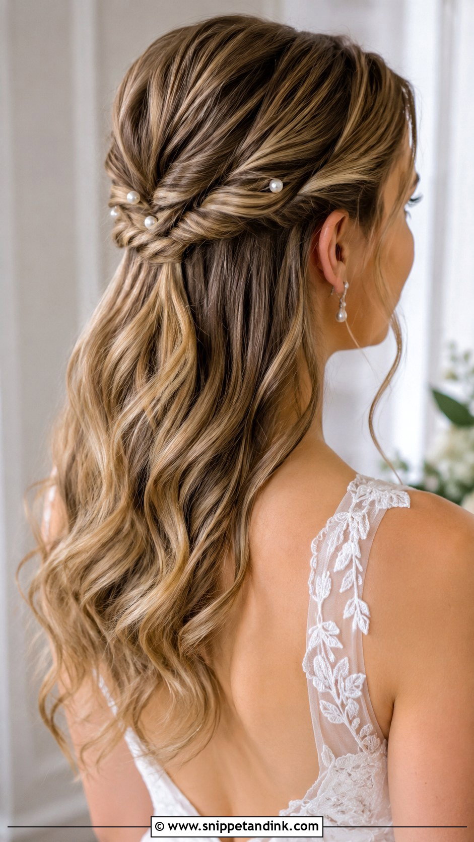 Twisted Half Up Wedding Hair - Snippet and Ink - 20 Wedding Hair Long Down Ideas
