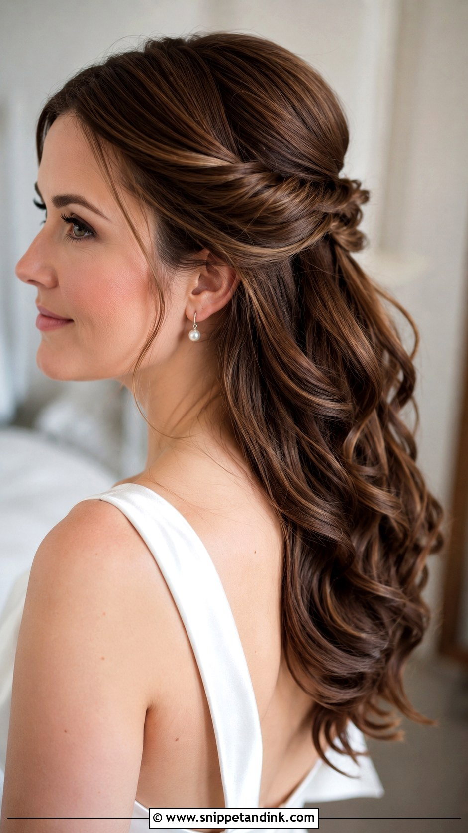 Twisted Half Up Wedding Hair - Snippet and Ink - 15 Wedding Hair Down Out of Face Ideas