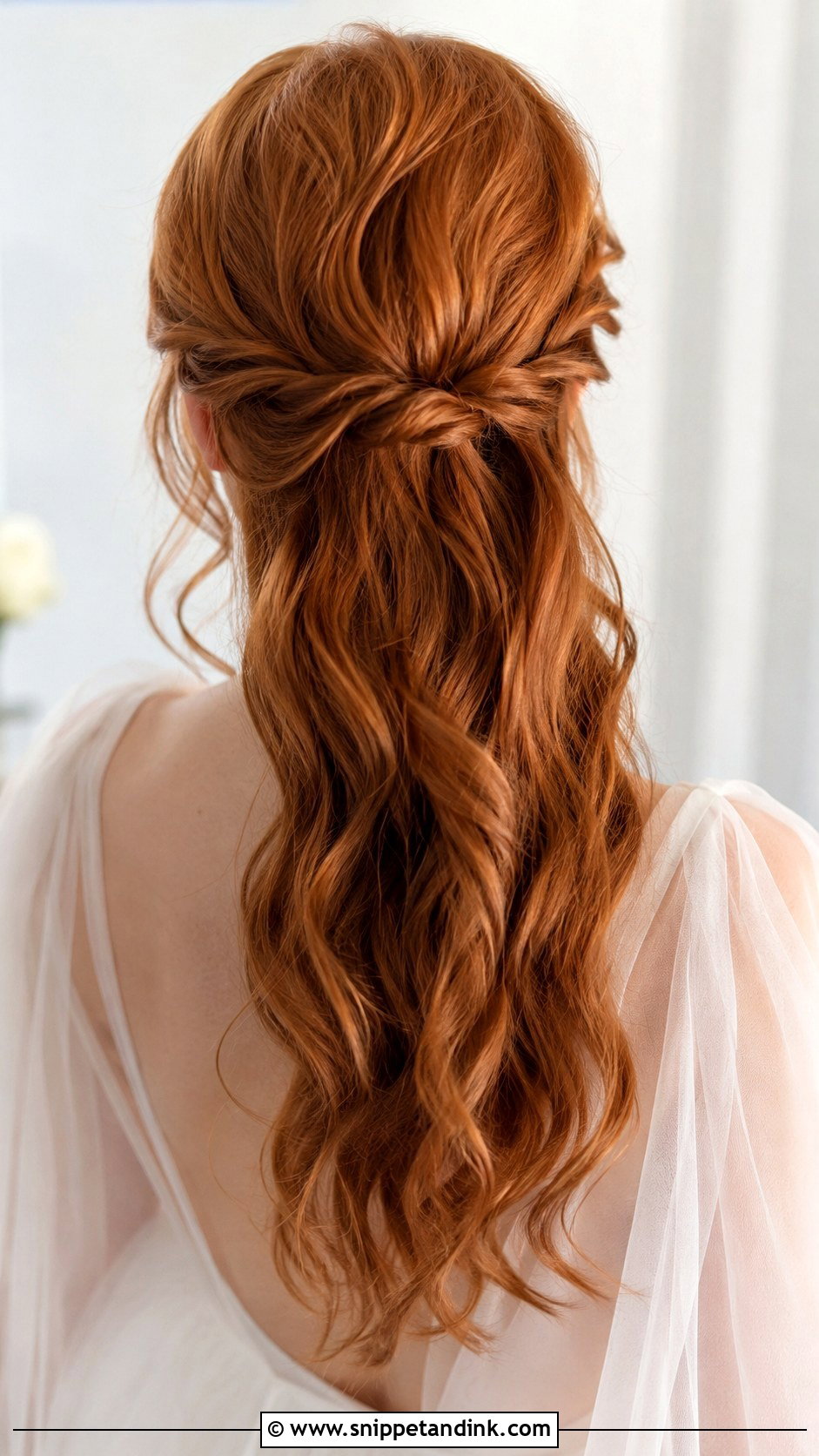 Twisted Half Up Wedding Hair With Waves - Snippet and Ink - 15 Wavy Hairstyles for Long Hair Wedding