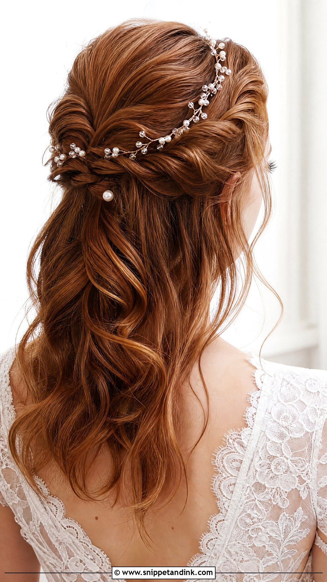 Twisted Half Up Wedding Hair for Medium Hair - Snippet and Ink - 20 Medium Length Bridal Hair Down Ideas