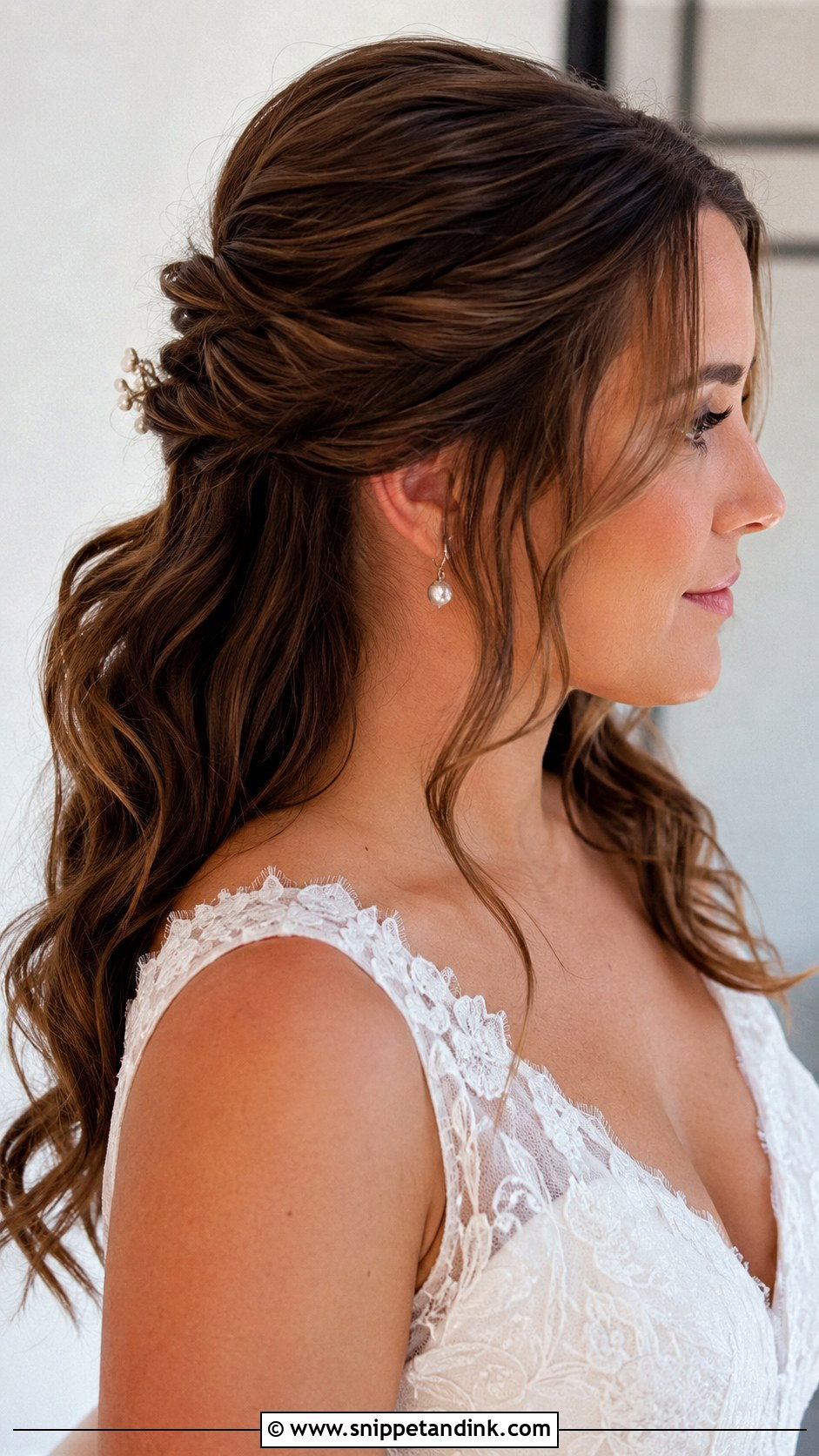 Twisted Half Up Wedding Hairstyle - Snippet and Ink - 20 Half Wedding Hair Ideas
