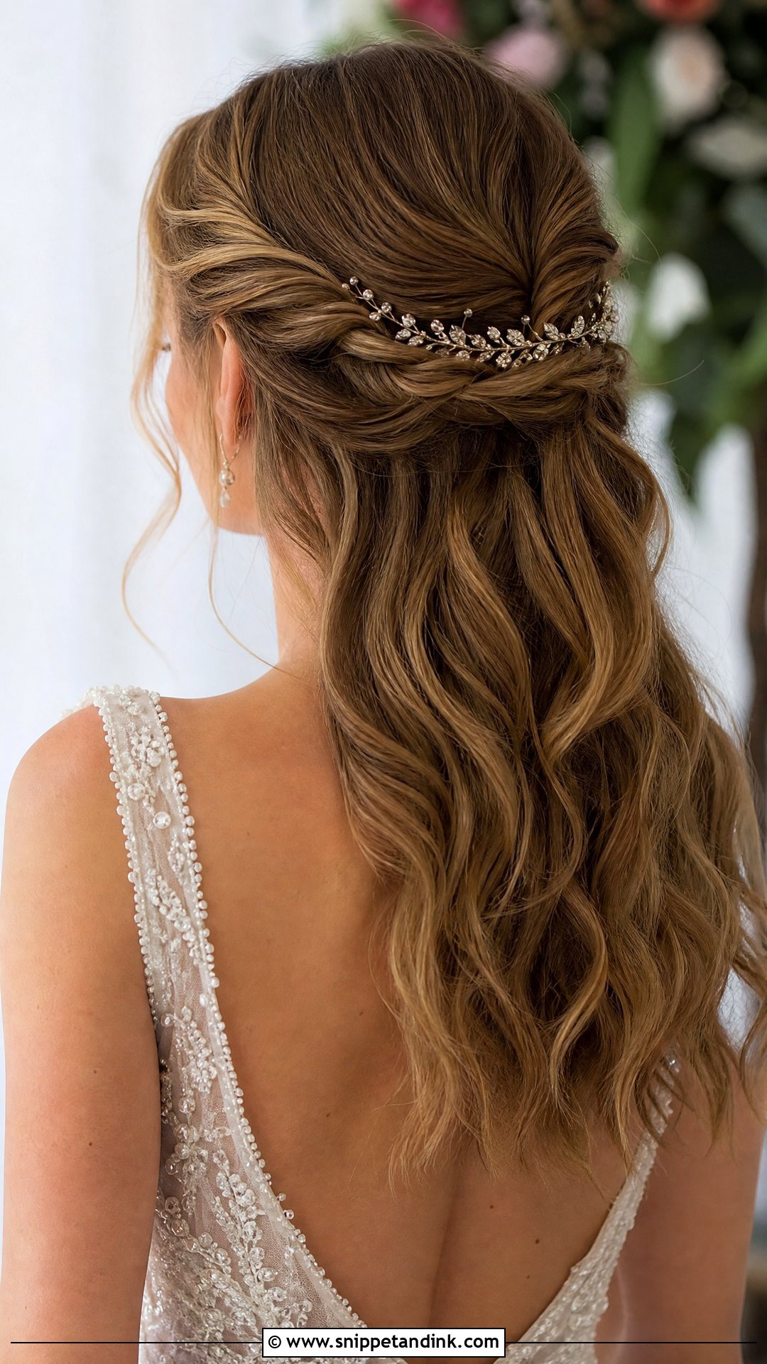 Twisted Half Up Wedding Hairstyle - Snippet and Ink - 20 Half-Up Bridal Hairstyles for Long Hair