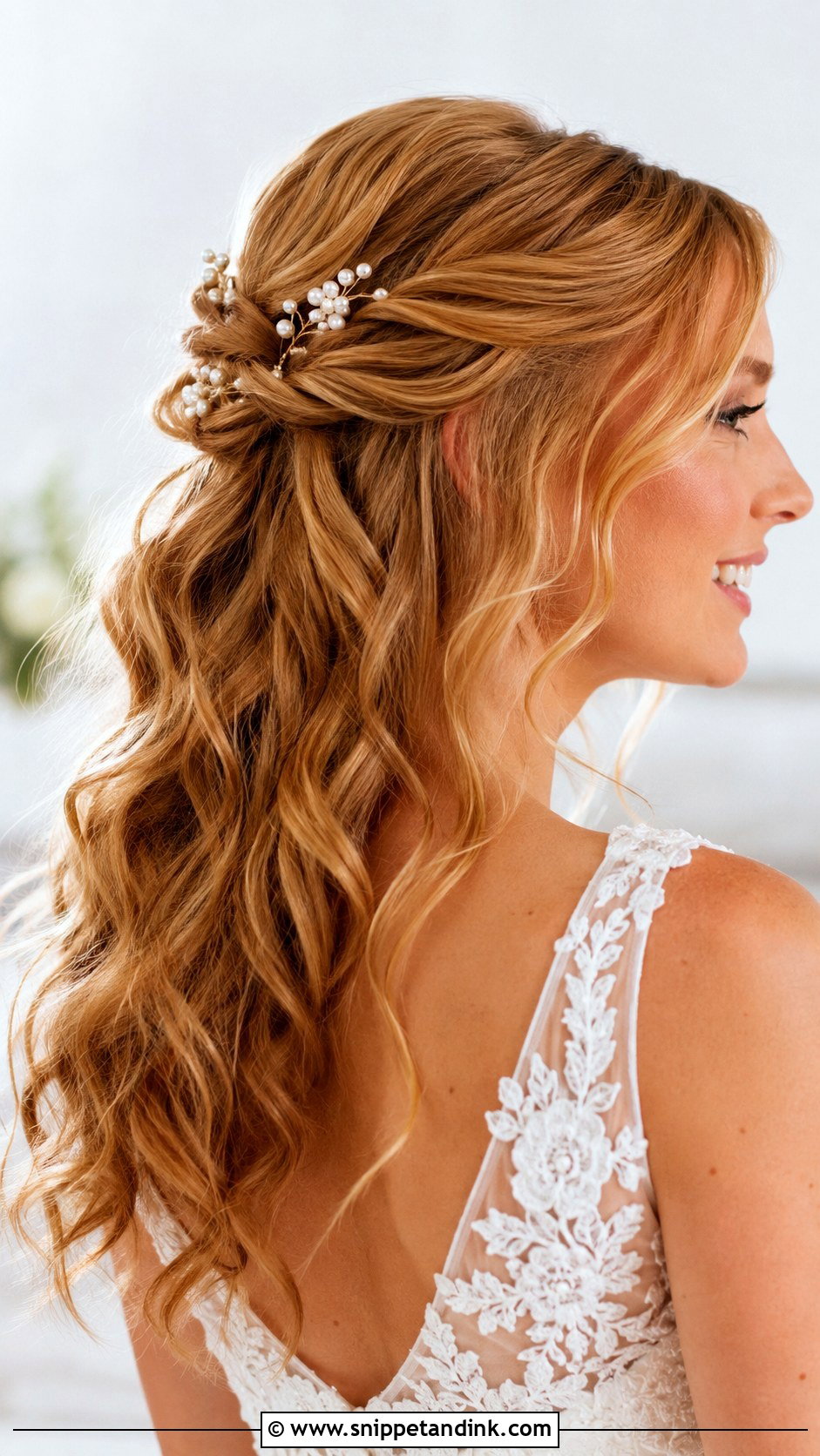 Twisted Half Up Wedding Hairstyle - Snippet and Ink - 15 Simple Elegant Wedding Hairstyles
