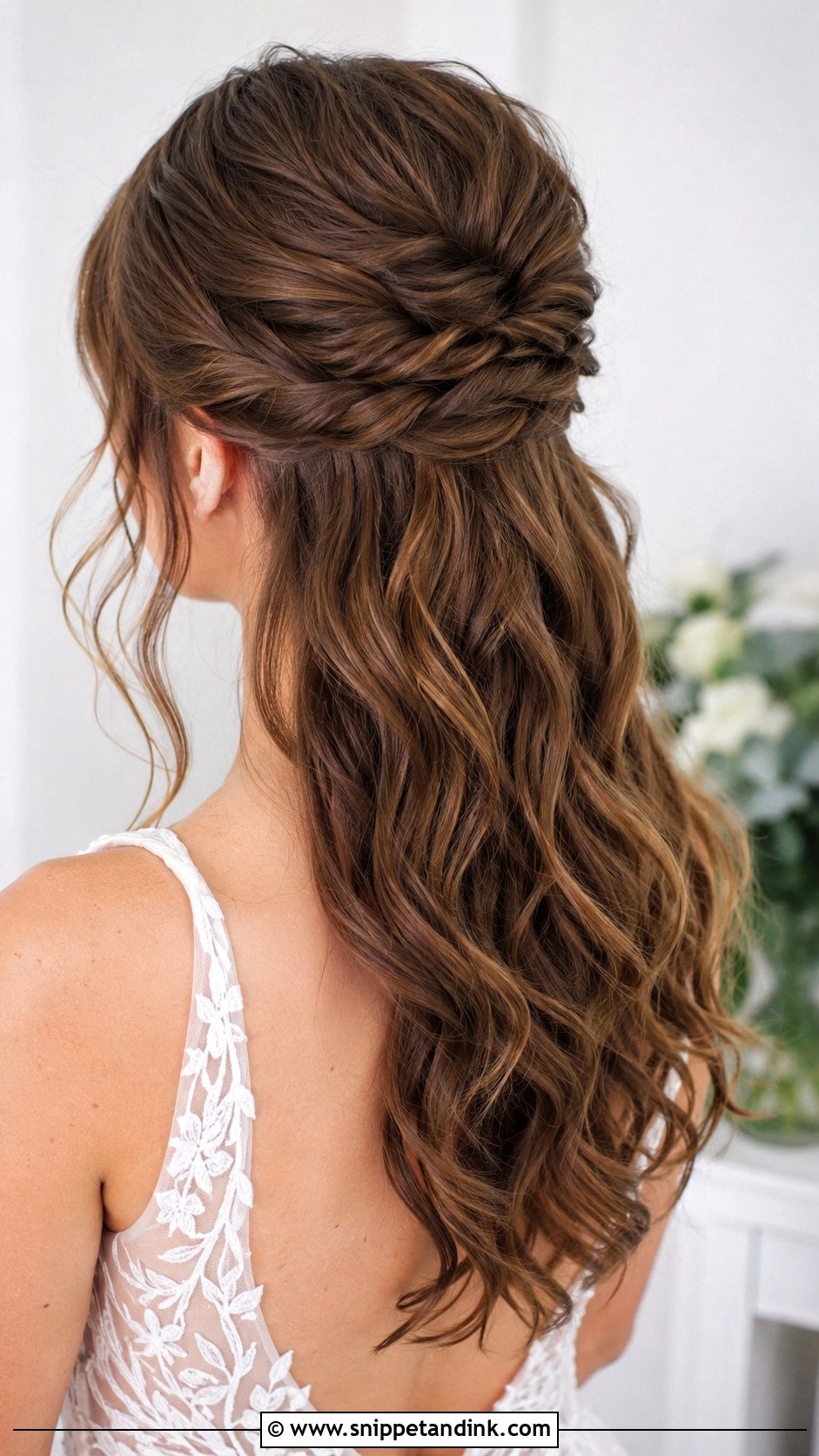 Twisted Half Up Wedding Hairstyle - Snippet and Ink - 25 Best Wedding Hairstyles