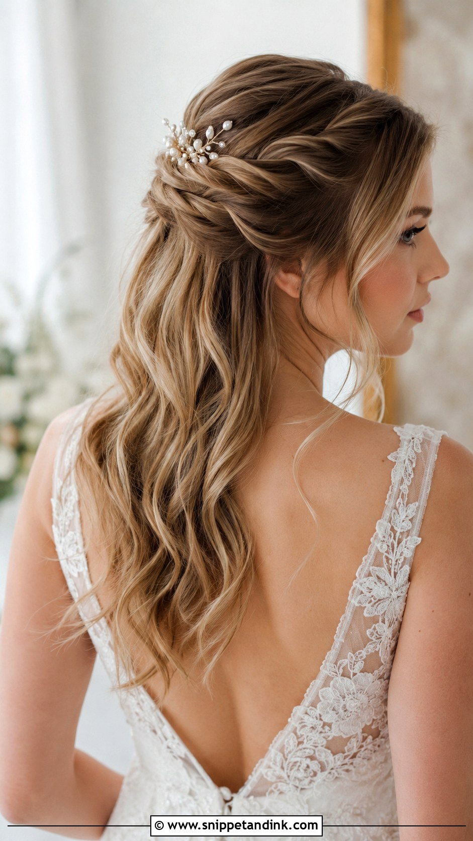 Twisted Half Up Wedding Hairstyle - Snippet and Ink - 25 Cute Hairstyles for Wedding