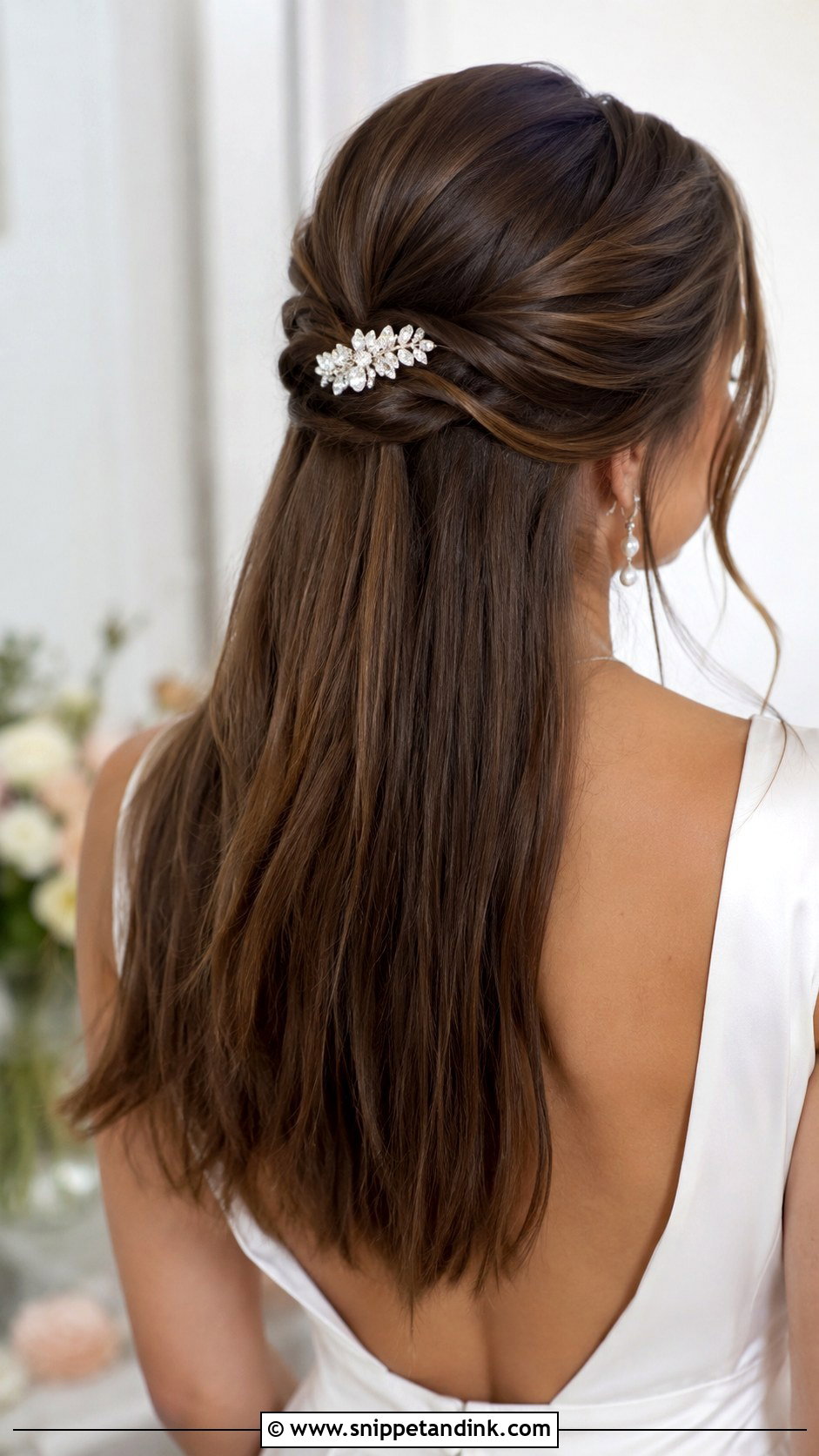 Twisted Half Up Wedding Hairstyle - Snippet and Ink - 25 Elegant Half-Up Half-Down Wedding Hairstyles