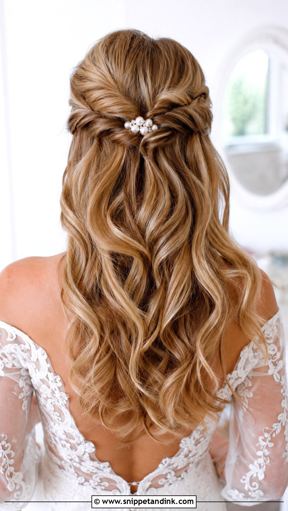 Twisted Half Up Wedding Hairstyle - Snippet and Ink - 25 Medium Length Half-Up Half-Down Wedding Hairstyles
