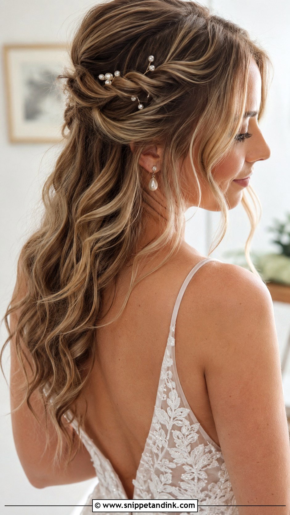 Twisted Half Up Wedding Hairstyle - Snippet and Ink - 25 Wedding Bridal Hair Ideas