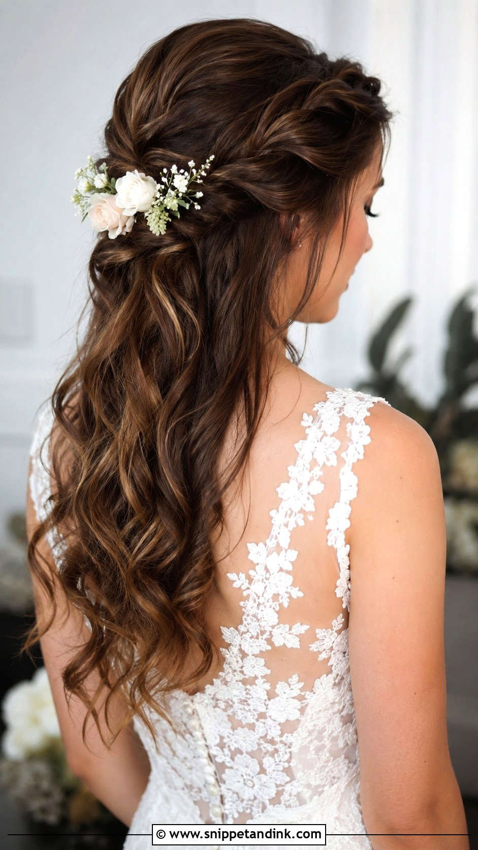 Twisted Half Up Wedding Hairstyle - Snippet and Ink - 30 Hairstyles for Long Hair Wedding