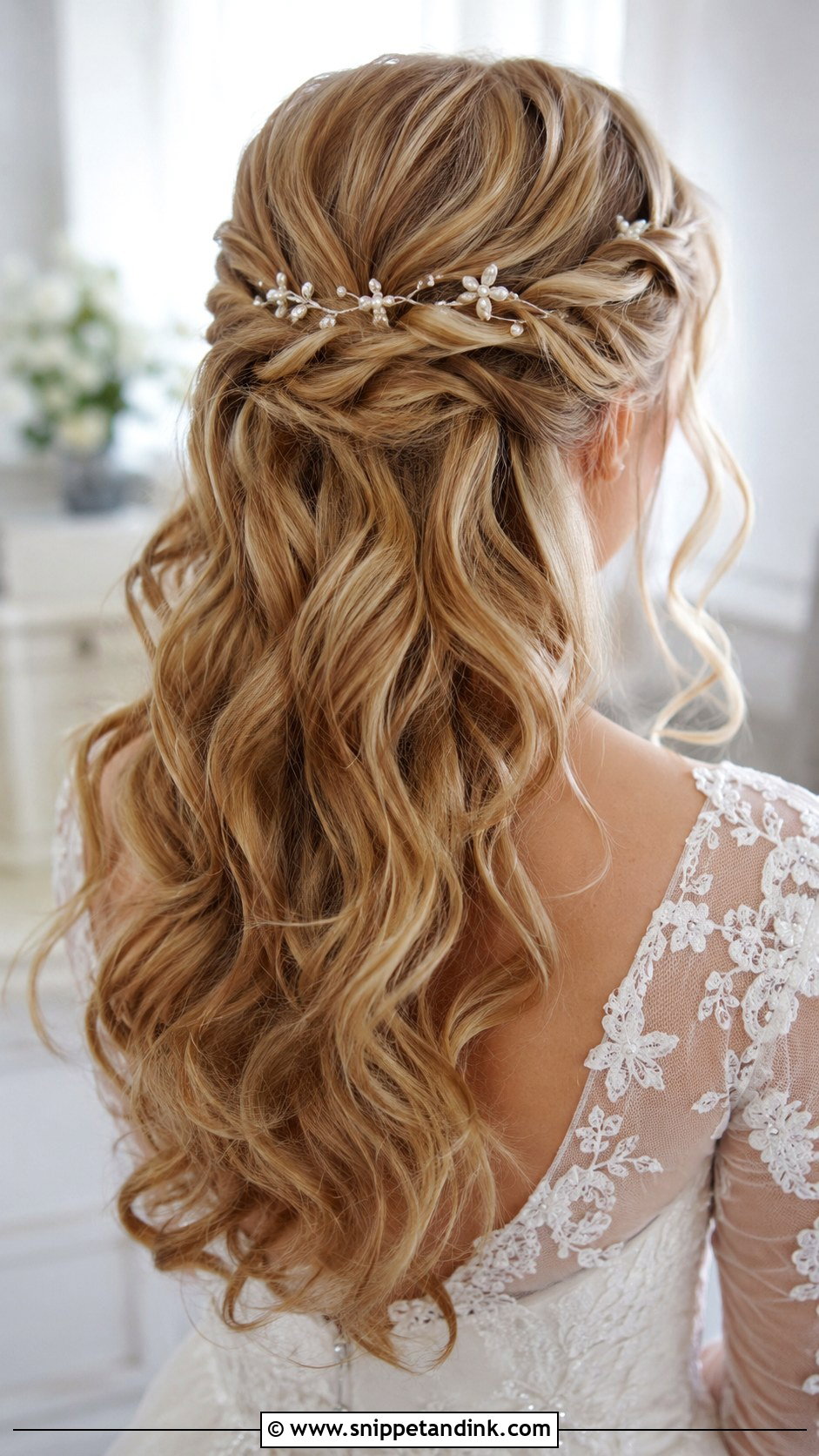 Twisted Half Up Wedding Hairstyle - Snippet and Ink - 35 Wedding Hairstyles