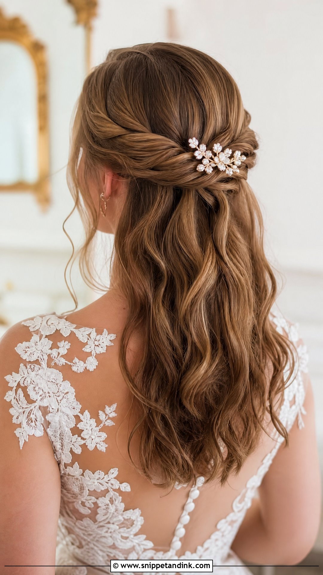 Twisted Half Up Wedding Hairstyle - Snippet and Ink - 20 Bridal Hair Design Ideas