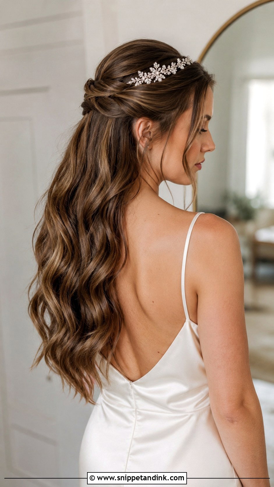 Twisted Half Up Wedding Hairstyle - Snippet and Ink - 20 Bride Half-Up Half-Down Ideas