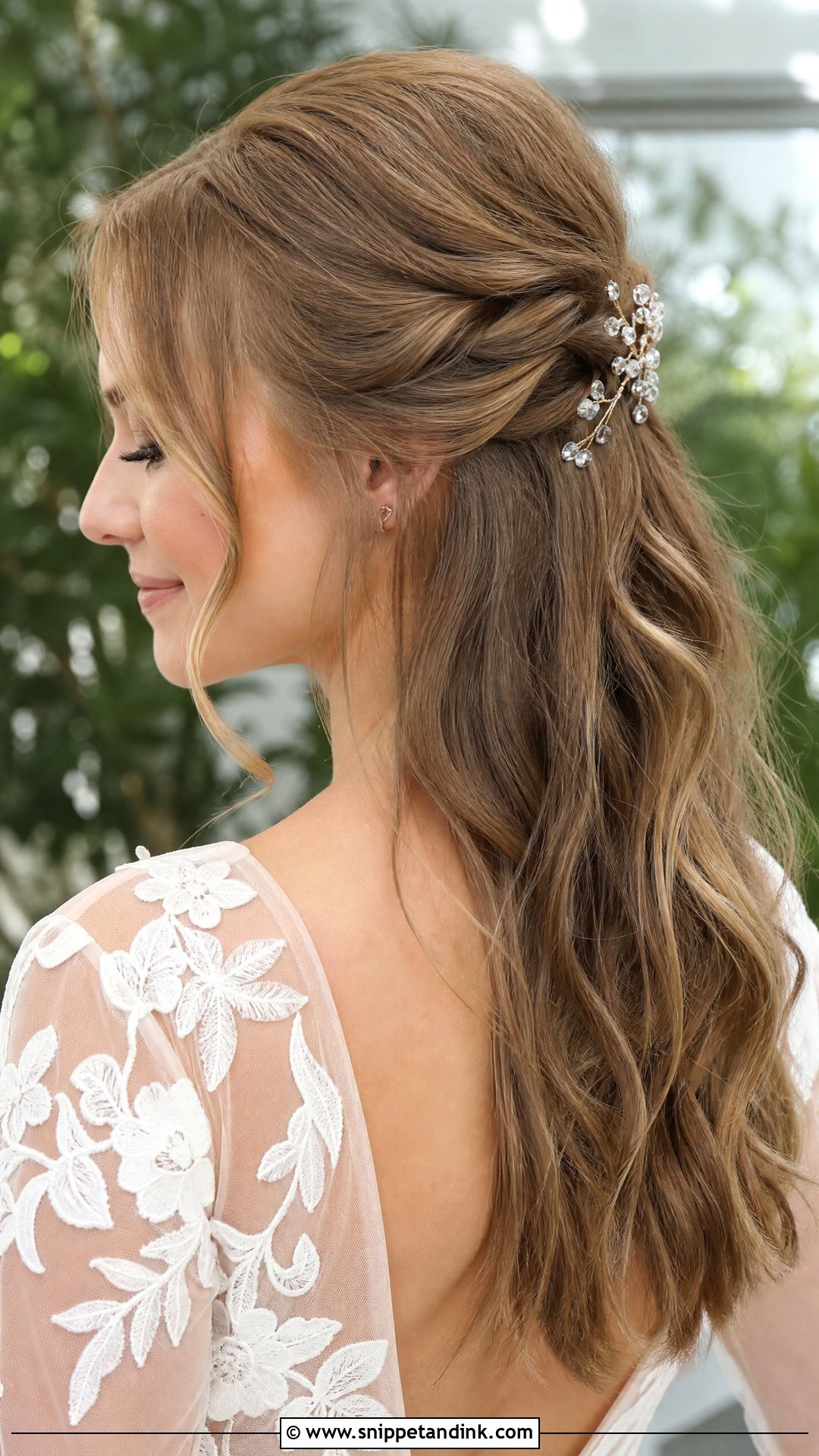 Twisted Half Up Wedding Hairstyle - Snippet and Ink - 20 Casual Wedding Hair Ideas