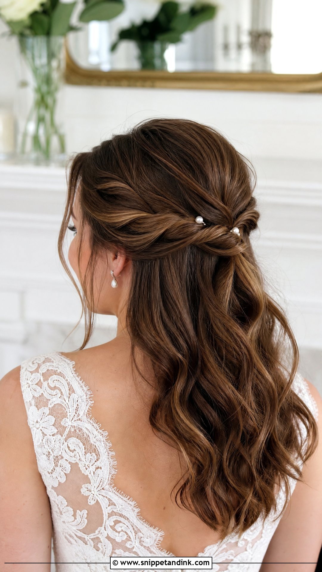 Twisted Half Up Wedding Hairstyle - Snippet and Ink - 20 Hair Down Styles for Wedding
