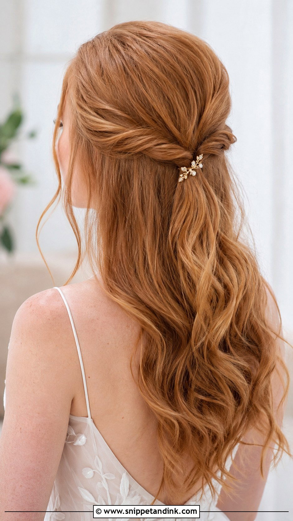 Twisted Half Up Wedding Hairstyle For Long Hair - Snippet and Ink - 20 Casual Wedding Hairstyles for Long Hair