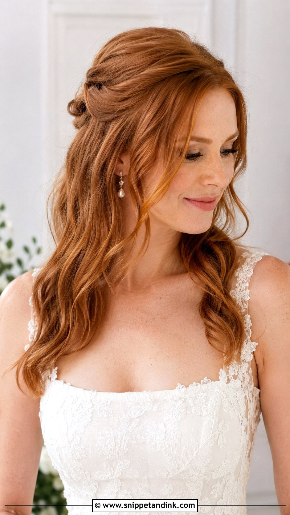 Twisted Half Up Wedding Hairstyle For Square Neckline - Snippet and Ink - 15 Wedding Hairstyles for Square Neckline