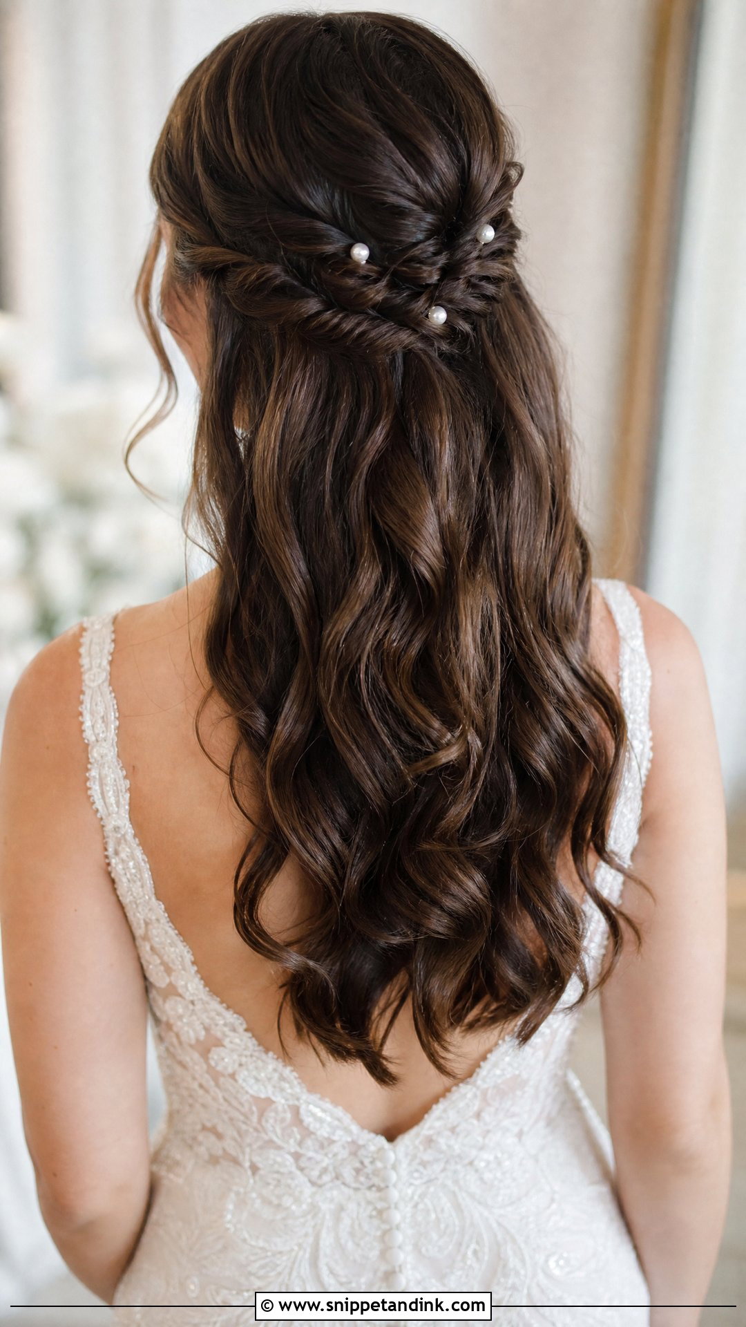 Twisted Half Up Wedding Hairstyle for Brown Hair - Snippet and Ink - 20 Wedding Hairstyles Brown Hair