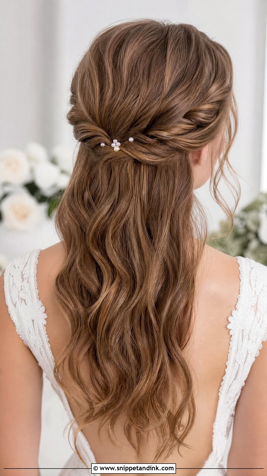 Twisted Half Up Wedding Style - Snippet and Ink - 25 Long Hair Bridal Hairstyles