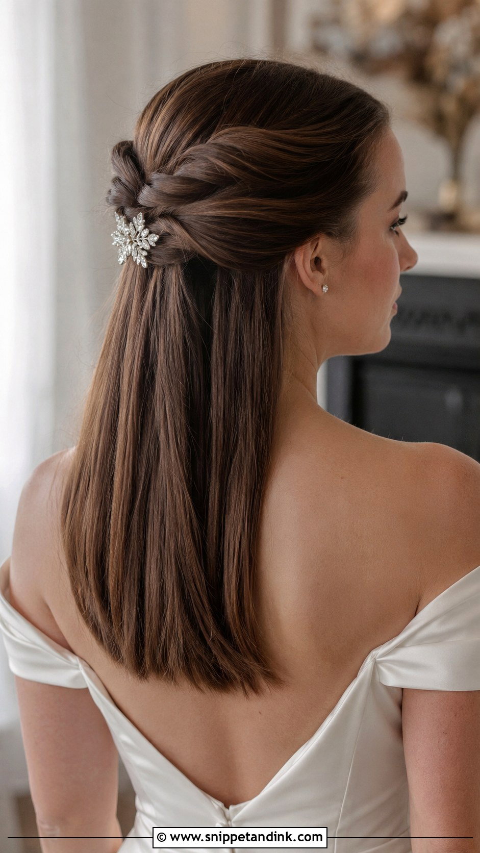 Twisted Half Up Wedding Style - Snippet and Ink - 20 Half-Up Wedding Hair for Bride Ideas