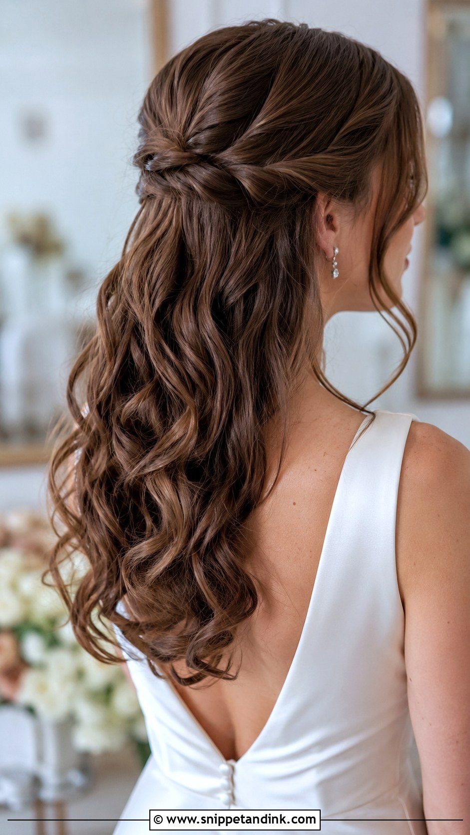 Twisted Half Up With Curls - Snippet and Ink - 30 Half-Up Wedding Hair Ideas