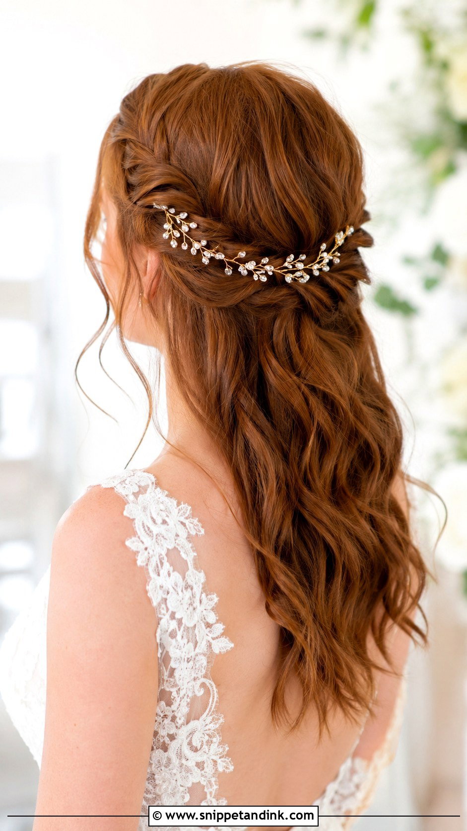 Twisted Half Up With Hair Vine - Snippet and Ink - 20 Wedding Hair Fine Hair Ideas