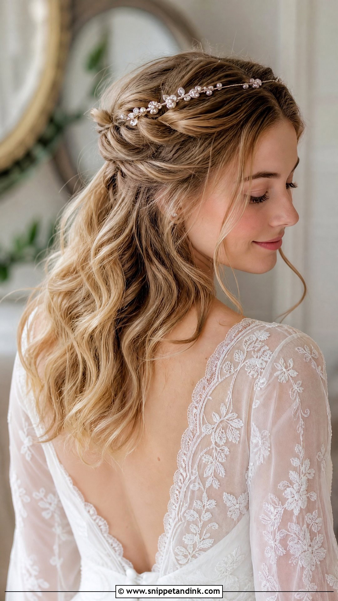 Twisted Half Up With Headband - Snippet and Ink - 20 Simple Wedding Hairstyles for Medium Hair