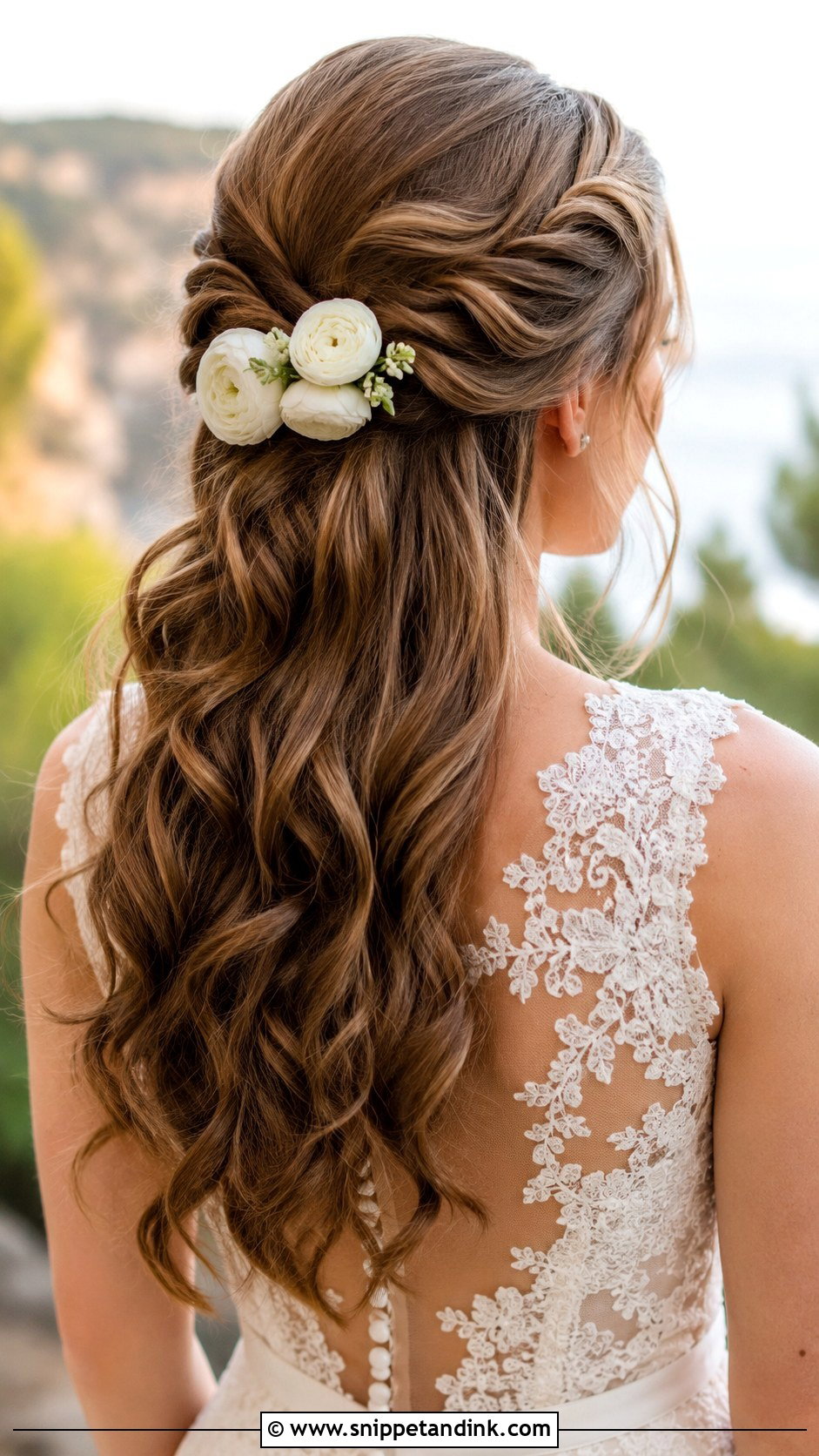 Twisted Half Up With Ranunculus - Snippet and Ink - 25 Wedding Hair Flowers