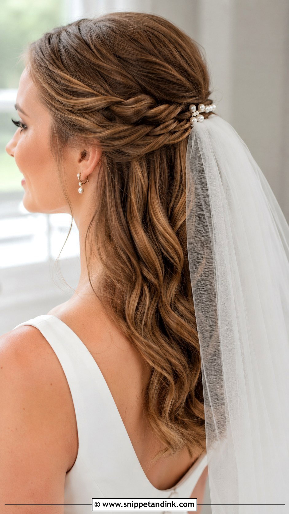 Twisted Half Up With Veil - Snippet and Ink - 35 Simple Wedding Hairstyles